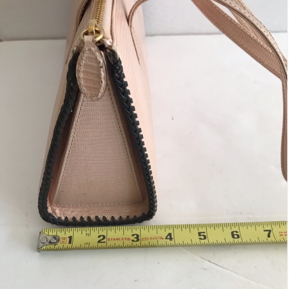 Vintage Rare Saks Fifth Avenue Leather Shoulder bag Lizard Textured Italy Peach - Picture 7 of 10